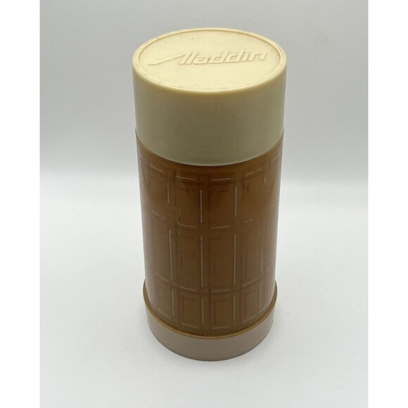 Vintage Aladdin Best Buy Wide Mouth 10 oz Thermos WM4020 Brown Plaid USA Used - Picture 2 of 5